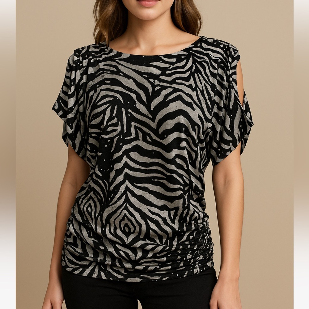 Young Machines Brand Women’s Stretchy Stylish Zebra Print Women's Top
